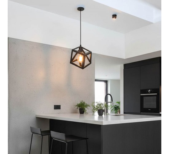 Φωτιστικό οροφής Kibe μαύρο μέταλλο 22x28εκ Υλικό: METAL 342-000014