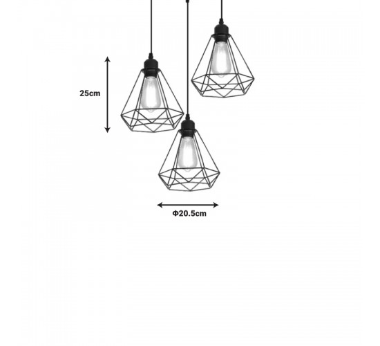 Φωτιστικό οροφής τρίφωτο Jabrey μαύρο μέταλλο Φ30x25εκ Υλικό: METAL. 342-000065