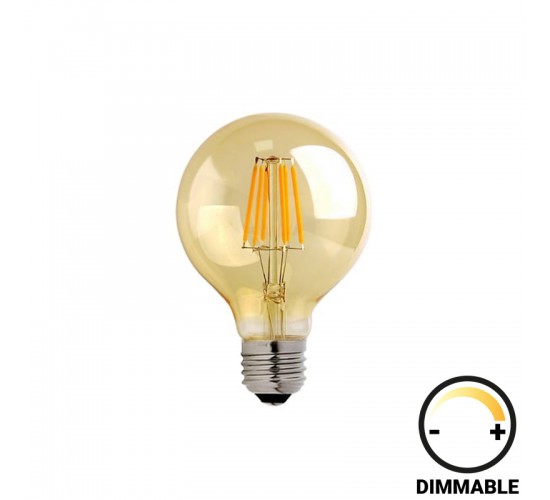 Λαμπτήρας LED G125 Bulb dimmable 8W E27 amber Υλικό: GLASS 342-000074