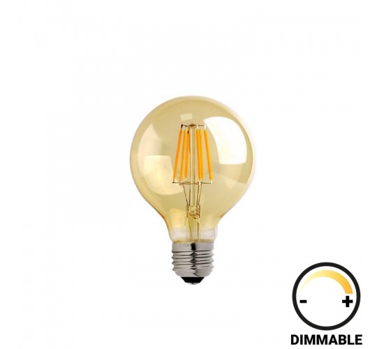 Λαμπτήρας LED G80 Bulb dimmable 8W E27 amber Υλικό: GLASS 342-000076