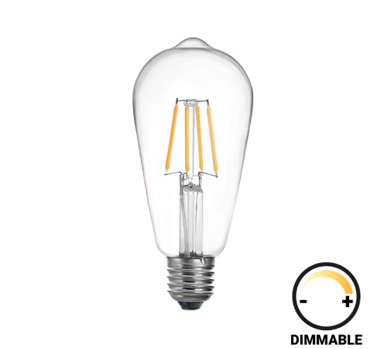 Λαμπτήρας LED ST64 Bulb dimmable 4W E27 clear Υλικό: GLASS 342-000079