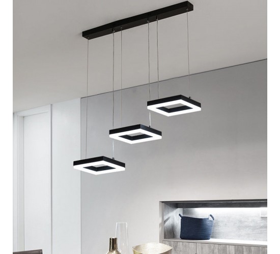 Φωτιστικό οροφής τρίφωτο Benor led μέταλλο μαύρο 70x20x15εκ Υλικό: METAL - ACRILIC 342-000101