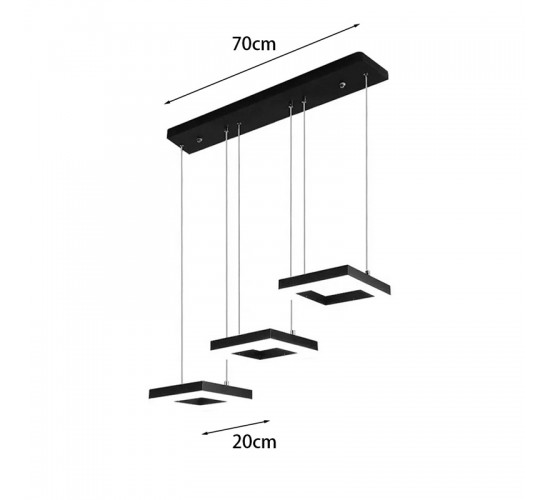 Φωτιστικό οροφής τρίφωτο Benor led μέταλλο μαύρο 70x20x15εκ Υλικό: METAL - ACRILIC 342-000101