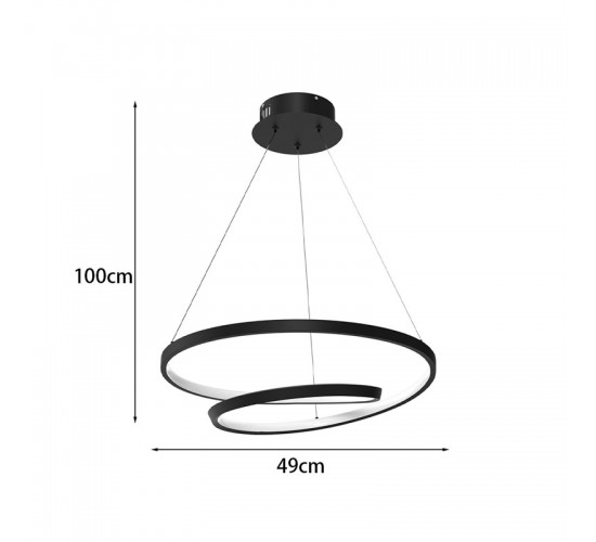 Φωτιστικό οροφής Rexon led μέταλλο μαύρο Φ49x12εκ Υλικό: METAL - ACRILIC 342-000103