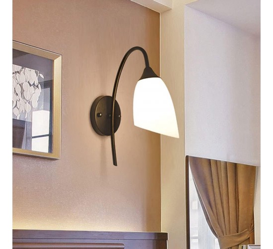 Φωτιστικό τοίχου-απλίκα Berak E27 μέταλλο μαύρο-λευκο 10x10x17εκ Υλικό: METAL - NATURAL 342-000111