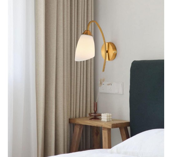 Φωτιστικό τοίχου-απλίκα Berak E27 μέταλλο χρυσο-λευκο 10x10x17εκ Υλικό: METAL - GLASS 342-000112