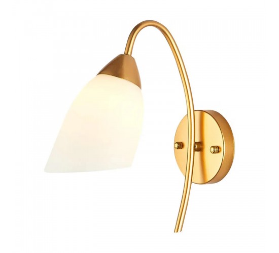 Φωτιστικό τοίχου-απλίκα Berak E27 μέταλλο χρυσο-λευκο 10x10x17εκ Υλικό: METAL - GLASS 342-000112