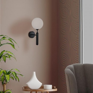 Φωτιστικό τοίχου-απλίκα Genka G9 μέταλλο μαύρο-λευκο 15x23x34εκ Υλικό: METAL - GLASS 342-000115