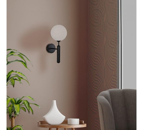 Φωτιστικό τοίχου-απλίκα Genka G9 μέταλλο μαύρο-λευκο 15x23x34εκ Υλικό: METAL - GLASS 342-000115