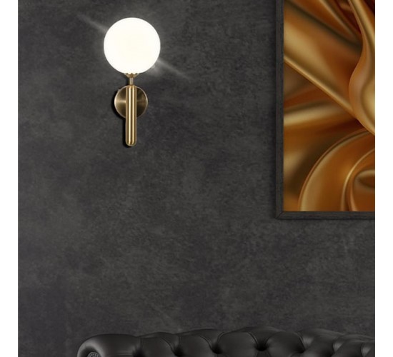 Φωτιστικό τοίχου-απλίκα Genka G9 μέταλλο χρυσο-λευκο 15x23x34εκ Υλικό: METAL - GLASS 342-000116