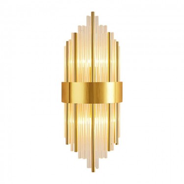 Φωτιστικό τοίχου-απλίκα Fenzy E14 μέταλλο χρυσό-λευκό Φ20x60εκ Υλικό: METAL - GLASS 342-000121