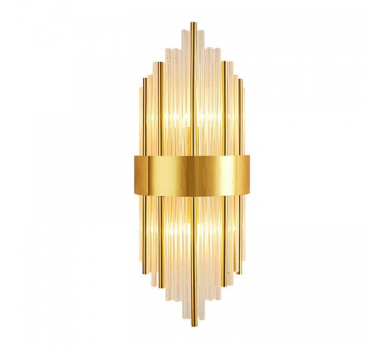 Φωτιστικό τοίχου-απλίκα Fenzy E14 μέταλλο χρυσό-λευκό Φ20x60εκ Υλικό: METAL - GLASS 342-000121