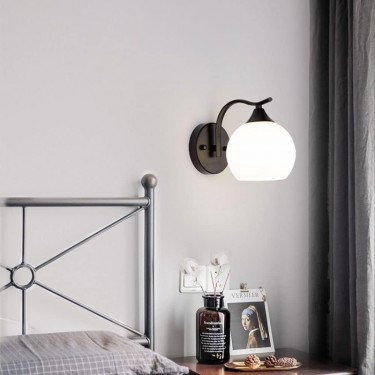 Φωτιστικό τοίχου-απλίκα Belinest E27 μέταλλο - γυαλί σε μαύρο-λευκό 20x14x17εκ Υλικό: METAL - ROPE 342-000125