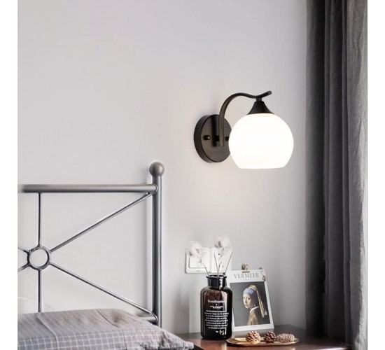 Φωτιστικό τοίχου-απλίκα Belinest E27 μέταλλο - γυαλί σε μαύρο-λευκό 20x14x17εκ Υλικό: METAL - ROPE 342-000125