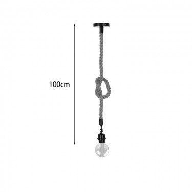 Φωτιστικό οροφής Vertuko E27 σχοινί και μέταλλο σε φυσική-μαύρη απόχρωση Φ10x100εκ Υλικό: METAL - ROPE 342-000127