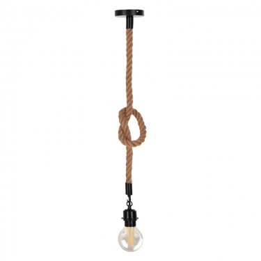 Φωτιστικό οροφής Vertuko E27 σχοινί και μέταλλο σε φυσική-μαύρη απόχρωση Φ10x100εκ Υλικό: METAL - ROPE 342-000127