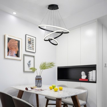 Φωτιστικό οροφής Rings led μέταλλο μαύρο Φ60x100εκ Υλικό: METAL - 342-000128