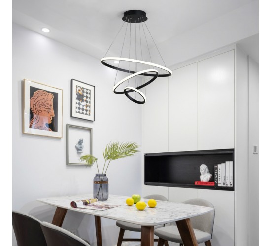 Φωτιστικό οροφής Rings led μέταλλο μαύρο Φ60x100εκ Υλικό: METAL - 342-000128