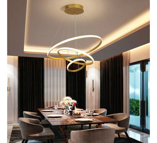 Φωτιστικό οροφής Rings led μέταλλο χρυσό Φ60x100εκ Υλικό: METAL - 342-000129