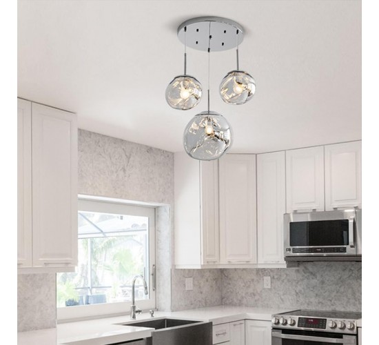 Φωτιστικό οροφής Dolcie μέταλλο ασημί Φ20x100εκ Υλικό: METAL - polystyrene 342-000138