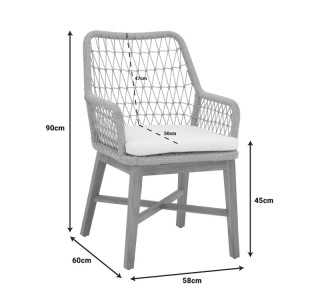 Πολυθρόνα Elaiza teak ξύλο και συνθετικό σχοινί σε φυσική-μαύρη απόχρωση με μαξιλάρι 58x60x90εκ Υλικό: TEAK WOOD/ SYNTHETIC WEAVING 343-000005