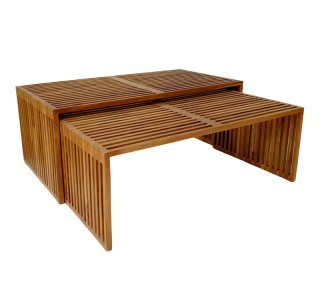 Τραπέζι Tinnie σετ 2τεμ teak ξύλο σε φυσική απόχρωση Υλικό: TEAK WOOD 343-000027