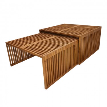 Τραπέζι Tinnie I σετ 2τεμ teak ξύλο σε φυσική απόχρωση Υλικό: TEAK WOOD 343-000028