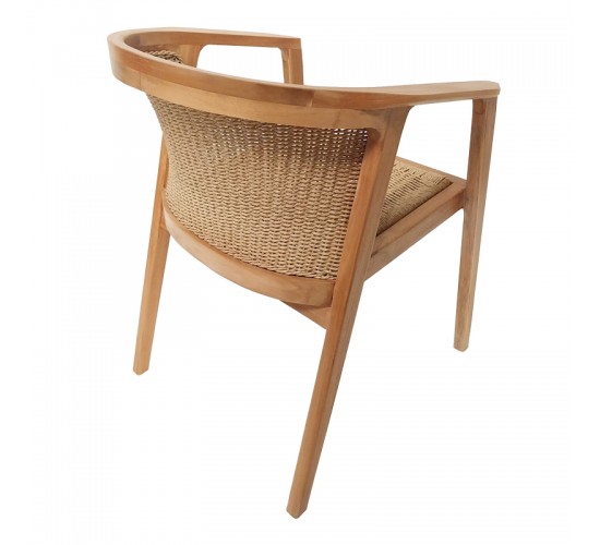 Πολυθρόνα Granny teak wood και συνθετικό σχοινί σε φυσική απόχρωση 60x60x82εκ Υλικό: TEAK WOOD - SYNTHETIC WEAVING 343-000034