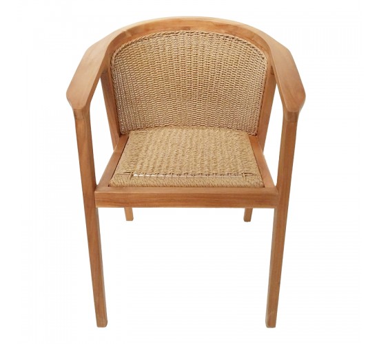 Πολυθρόνα Granny teak wood και συνθετικό σχοινί σε φυσική απόχρωση 60x60x82εκ Υλικό: TEAK WOOD - SYNTHETIC WEAVING 343-000034