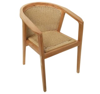 Πολυθρόνα Granny teak wood και συνθετικό σχοινί σε φυσική απόχρωση 60x60x82εκ Υλικό: TEAK WOOD - SYNTHETIC WEAVING 343-000034