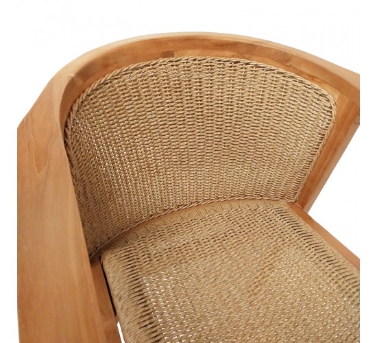 Πολυθρόνα Granny teak wood και συνθετικό σχοινί σε φυσική απόχρωση 60x60x82εκ Υλικό: TEAK WOOD - SYNTHETIC WEAVING 343-000034