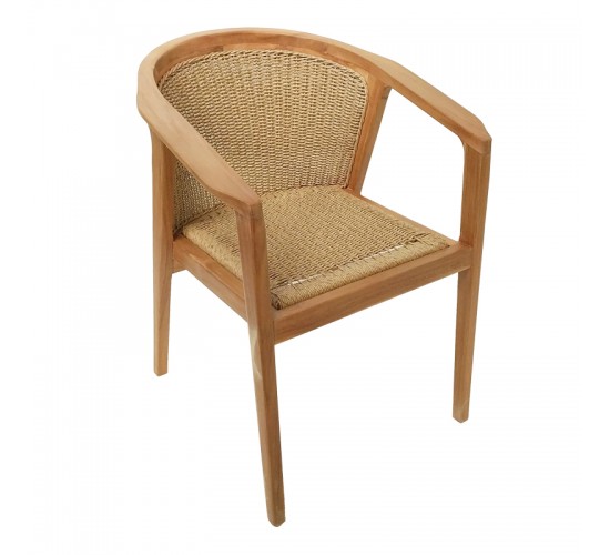 Πολυθρόνα Granny teak wood και συνθετικό σχοινί σε φυσική απόχρωση 60x60x82εκ Υλικό: TEAK WOOD - SYNTHETIC WEAVING 343-000034