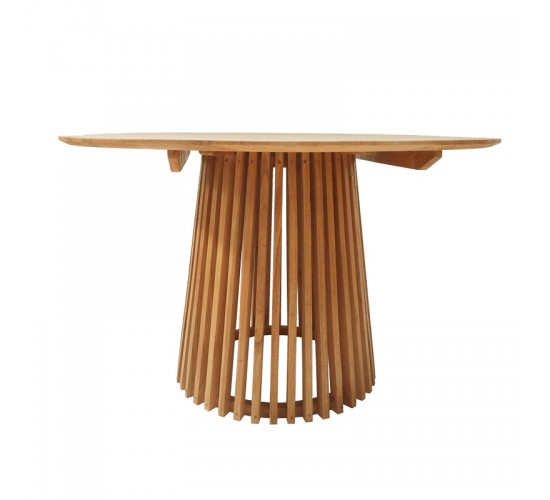 Τραπεζαρία Elaiza-Kenda I σετ 5τεμ teak ξύλο σε φυσική-μπεζ απόχρωση Φ120x75εκ Υλικό: TEAK WOOD 343-000048