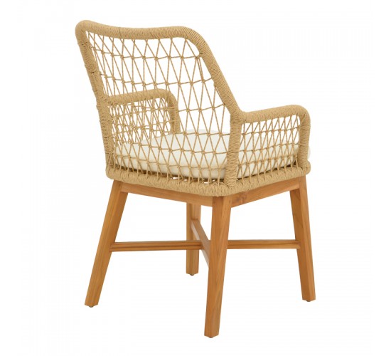 Τραπεζαρία Elaiza-Kenda σετ 3τεμ σε φυσική-μπεζ απόχρωση Φ80x75εκ Υλικό: TEAK -MINDI WOOD 343-000052