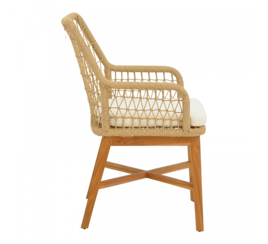 Τραπεζαρία Elaiza-Kenda σετ 3τεμ σε φυσική-μπεζ απόχρωση Φ80x75εκ Υλικό: TEAK -MINDI WOOD 343-000052