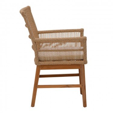 Τραπεζαρία Inca-Wooly σετ 7τεμ σε φυσική-μπεζ απόχρωση 220x90x75εκ Υλικό: TEAK WOOD- PE ROPE 343-000054