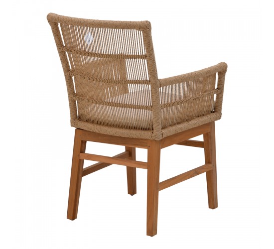 Τραπεζαρία Inca-Kenda I σετ 5τεμ σε φυσική-μπεζ απόχρωση Φ120x75εκ Υλικό: TEAK - MINDI WOOD- PE ROPE 343-000057