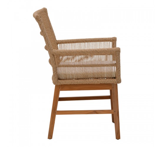 Τραπεζαρία Inca-Kenda I σετ 5τεμ σε φυσική-μπεζ απόχρωση Φ120x75εκ Υλικό: TEAK - MINDI WOOD- PE ROPE 343-000057