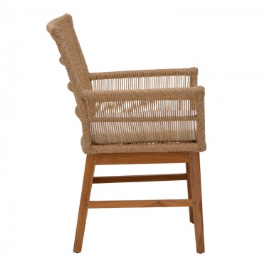 Τραπεζαρία Inca-Kenda I σετ 5τεμ σε φυσική-μπεζ απόχρωση Φ80x75εκ Υλικό: TEAK - MINDI WOOD- PE ROPE 343-000060