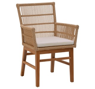 Τραπεζαρία Inca-Kenda I σετ 3τεμ σε φυσική-μπεζ απόχρωση Φ80x75εκ Υλικό: TEAK - MINDI WOOD- PE ROPE 343-000061