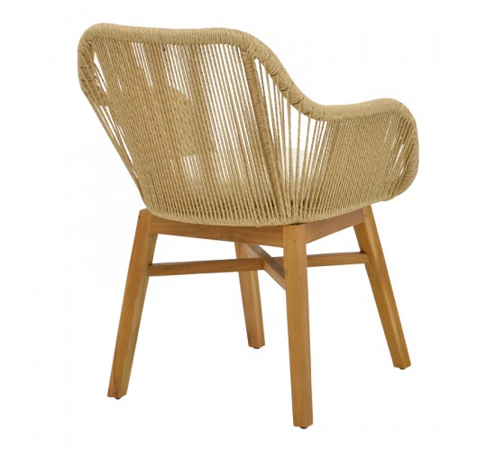 Τραπεζαρία Kalie-Kenda I σετ 7τεμ σε φυσική-μπεζ απόχρωση Φ120x75εκ Υλικό: TEAK - MINDI WOOD- PE ROPE 343-000065