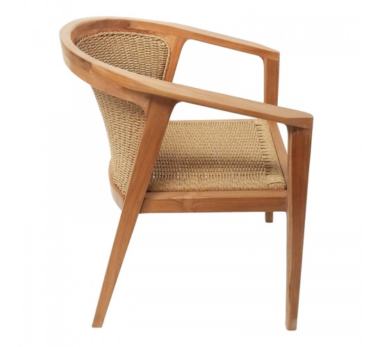 Τραπεζαρία Granny-Kenda Ι σετ 3τεμ σε φυσική-μπεζ απόχρωση Φ80x75εκ Υλικό: TEAK WOOD- PE ROPE 343-000077