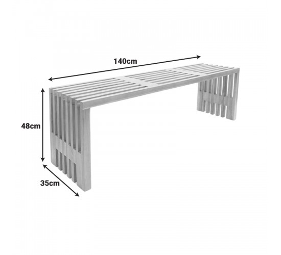 Παγκάκι Zen teak ξύλο σε φυσική απόχρωση 140x35x48εκ Υλικό: TEAK WOOD 343-000088