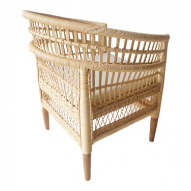 Πολυθρόνα Necorian paakoworld teak ξύλο με pe rattan σε φυσική απόχρωση και λευκό μαξιλάρι 80x70x87εκ Υλικό: TEAK WOOD 343-000090