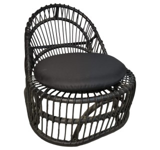 Πολυθρόνα Tromso paakoworld pe rattan σε μαύρη απόχρωση με μαύρο μαξιλάρι 80x85x98εκ Υλικό: TEAK WOOD 343-000094