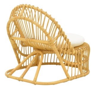 Πολυθρόνα Tromso pe rattan σε φυσική απόχρωση με εκρού χρώμα μαξιλάρι 80x85x98εκ Υλικό: TEAK WOOD 343-000095