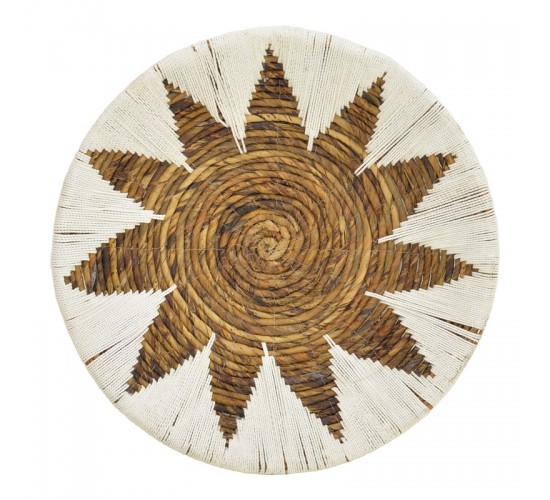 Διακοσμητικό τοίχου Circy Inart σετ 3 τεμ ψάθα σε λευκή-μπεζ απόχρωση Υλικό: WICKER 343-000101