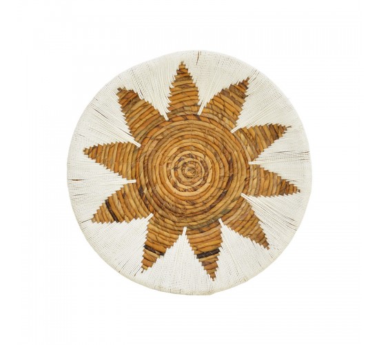 Διακοσμητικό τοίχου Circy Inart σετ 3 τεμ ψάθα σε λευκή-μπεζ απόχρωση Υλικό: WICKER 343-000101