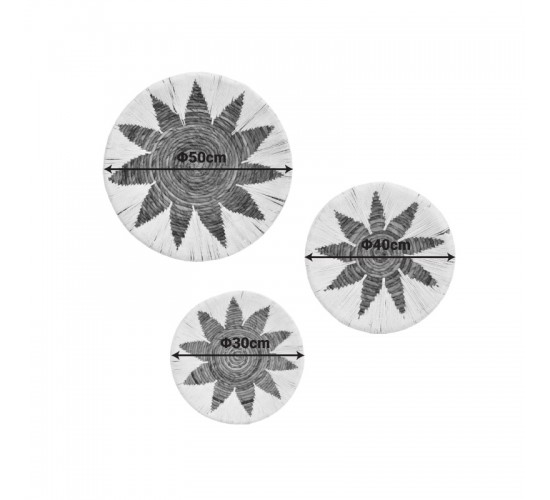 Διακοσμητικό τοίχου Circy Inart σετ 3 τεμ ψάθα σε λευκή-μπεζ απόχρωση Υλικό: WICKER 343-000101