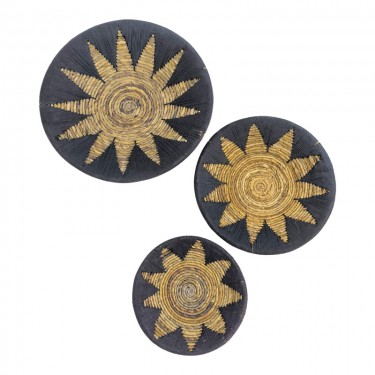 Διακοσμητικό τοίχου Circy Inart σετ 3 τεμ ψάθα σε μαύρη-μπεζ απόχρωση Υλικό: WICKER 343-000102